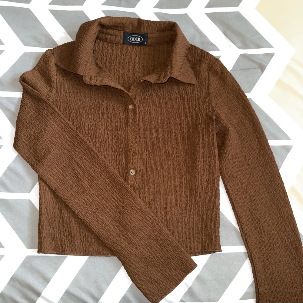 Cider Brown Long Sleeve Top